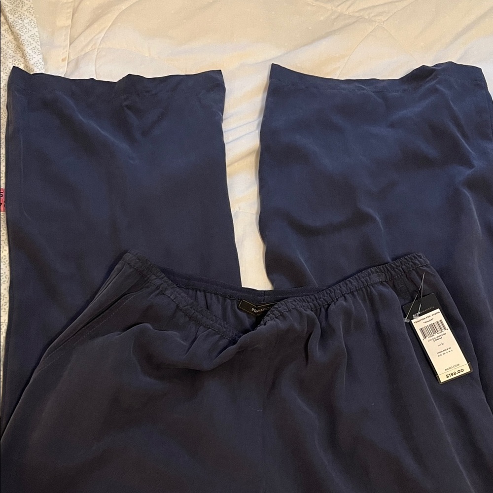 NWT BCBG Maxazria Nalan cobalt blue pull on wide leg pants L Tall
